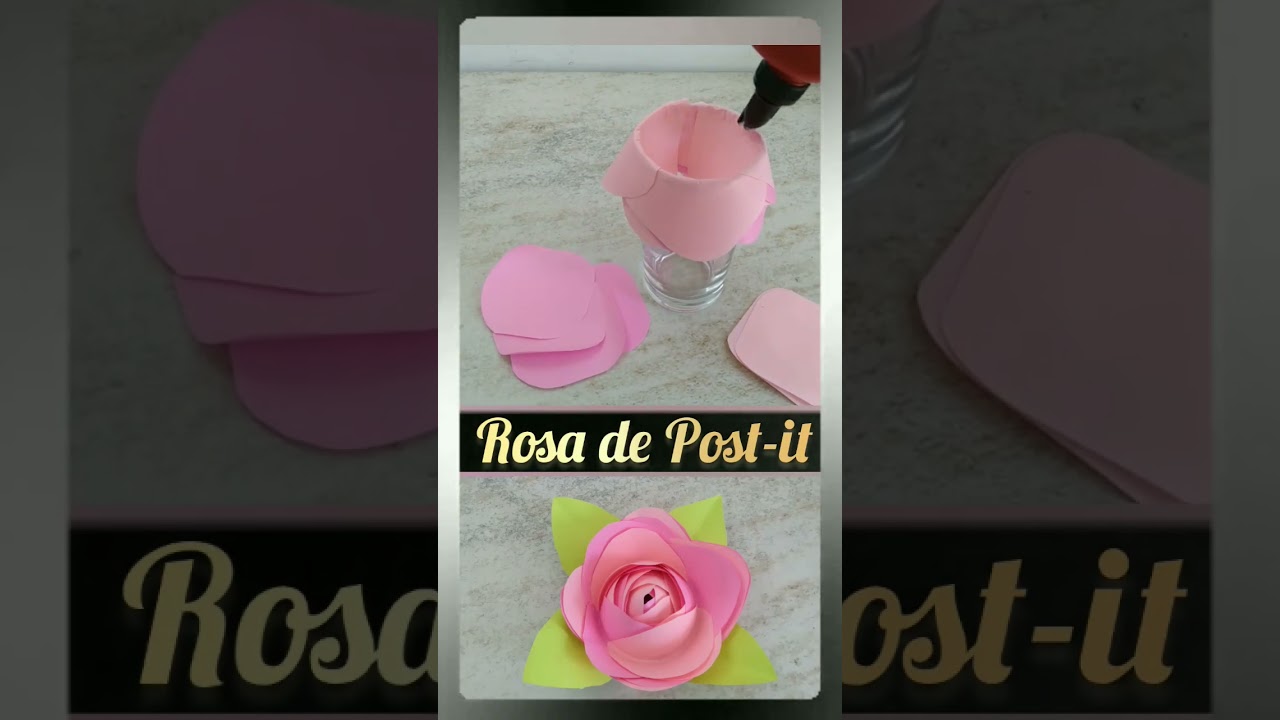 DIY como hacer una rosa de papel Post-it