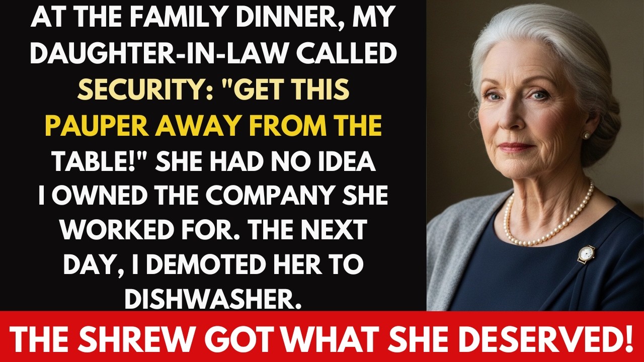 At the family dinner, my daughter-in-law called security: Get this pauper away from the table!...