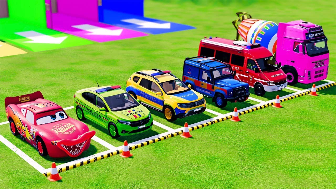 GO GAME - TRANSPORTING POLICE CARS, AMBULANCE VEHICLES, FIRE TRUCK WITH MAN TRUCK ! FS22 #106