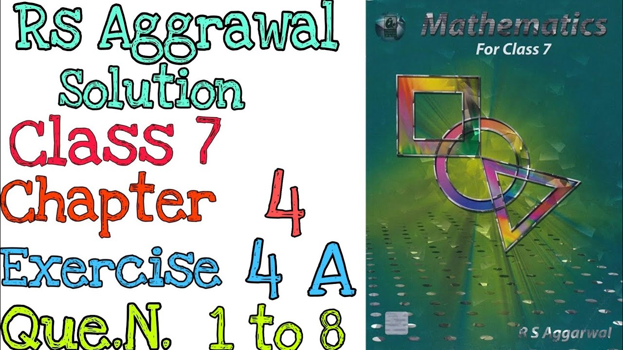 Rs aggarwal class 7 Chapter 4 Exercise 4A Question 1,2,3,4,5,6,7,8 | MD Sir