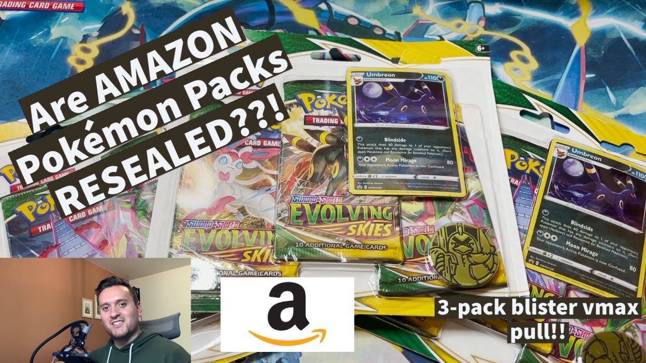 Are AMAZON Pokémon Cards Resealed? Buying and Opening 3-Pack Blisters of EVOLVING SKIES! *VMAX PULL*