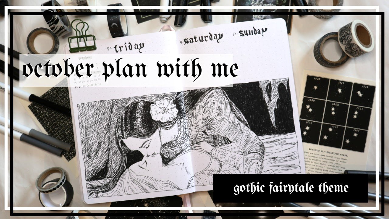 october plan with me 🖤 gothic fairytale / art nouveau / dark academia theme