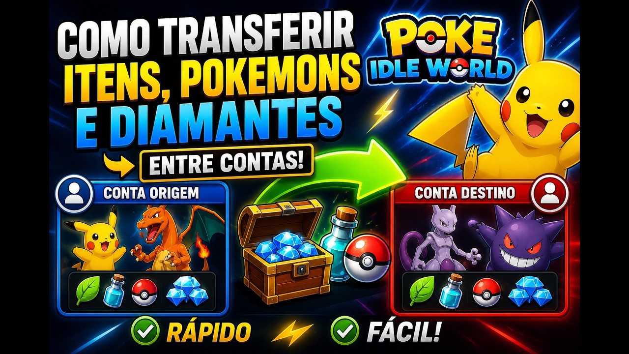 POKE IDLE WORLD - COMO TRANSFERIR DIAMANTES , ITENS E POKEMONS PELO MARKET.