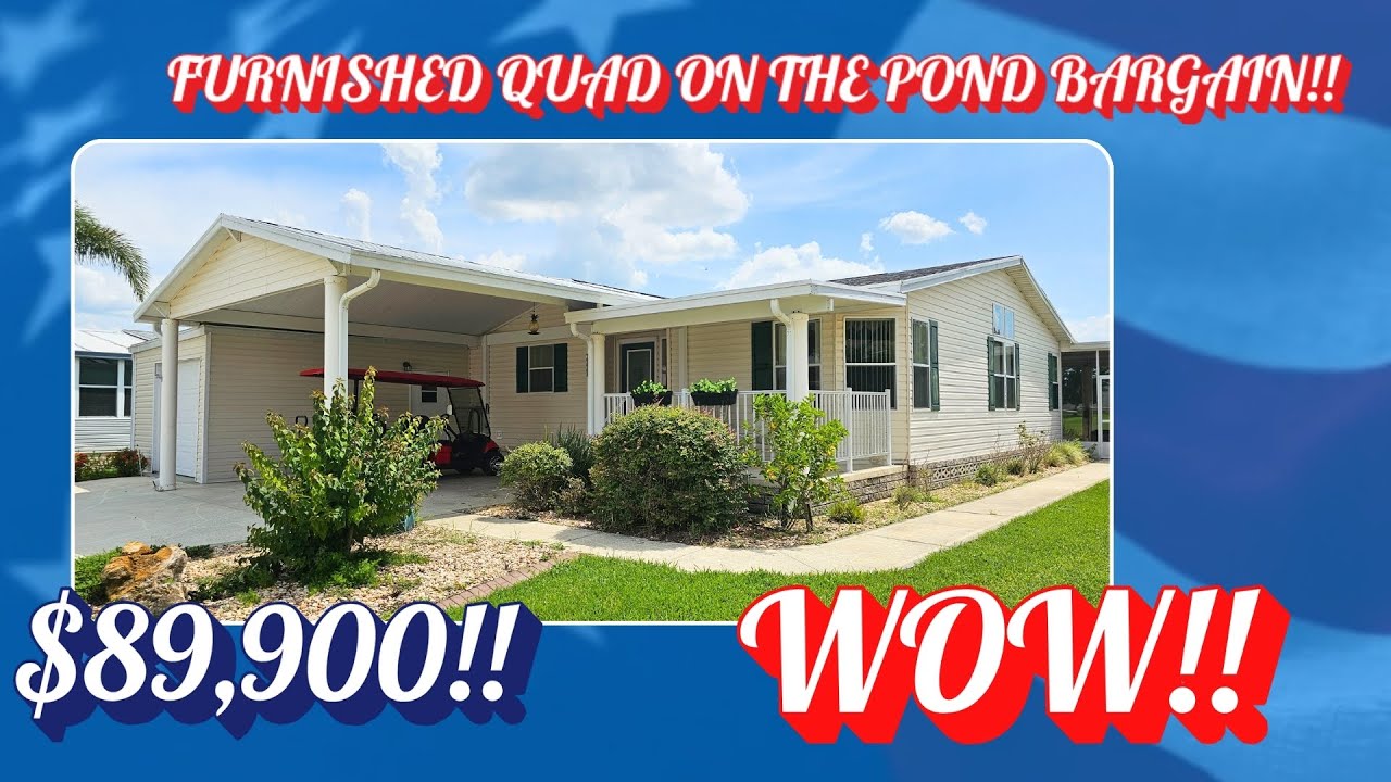 Tanglewood, FL 3BR/2BA Manufactured Home with Garage on pond lot – Fully Furnished Incredible DEAL!