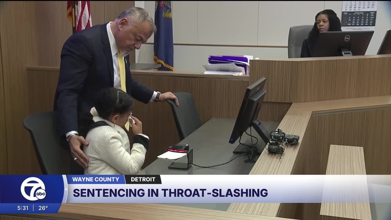 Detroit girl speaks out at sentencing for man who slashed her throat