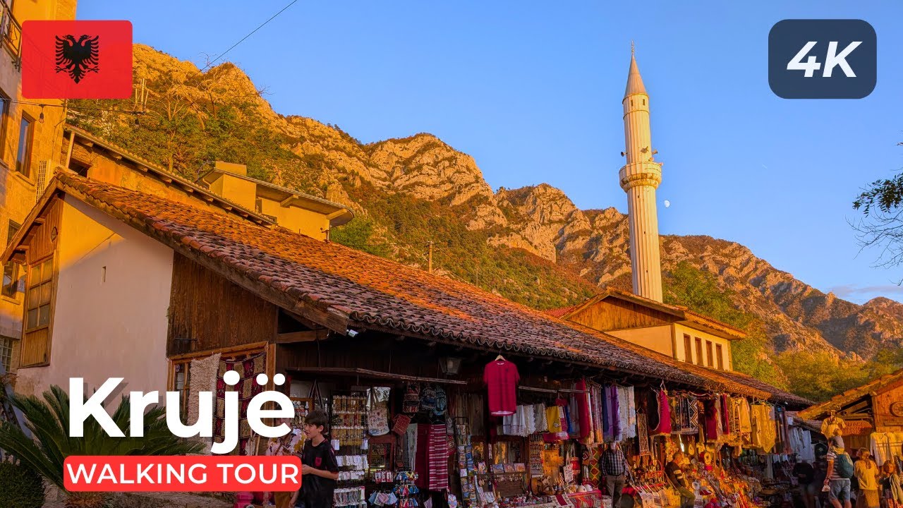 Krujë, Albania Walking Tour | Old Bazaar & Mountain Views in 4K
