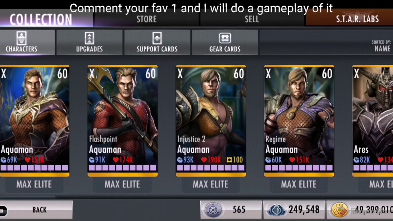 Injustice Gods Among us Mobile all Character Cards (it trimmed) :/