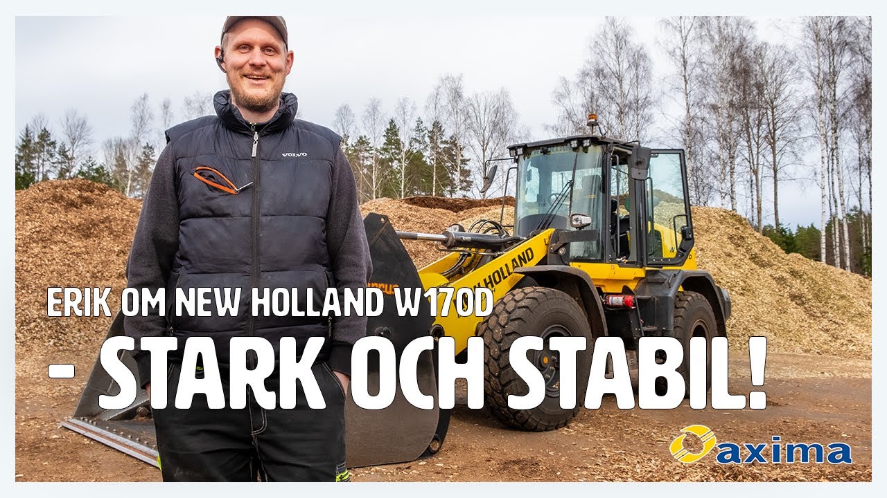 Bröderna Nilsson Flis kör New Holland W170D hjullastare | Käreby flisupplag