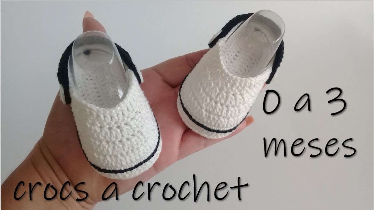 crocs tejidos a crochet -bebe-0 a 3 meses