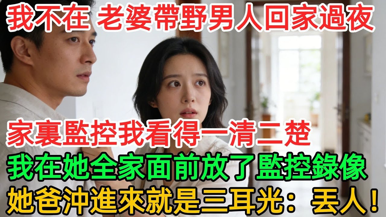 出差一週，老婆帶野男人回家過夜，家裏監控我看得一清二楚。我在她全家面前放了監控。她爸衝上來就是扇耳光：丟人現眼！#職場#有聲書#爽文#男頻#情感