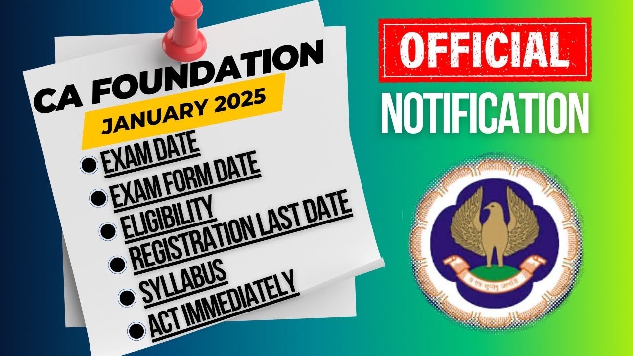 CA Foundation January 2025 Exam Date,Exam Form date,Eligibility,Registration last date,Syllabus