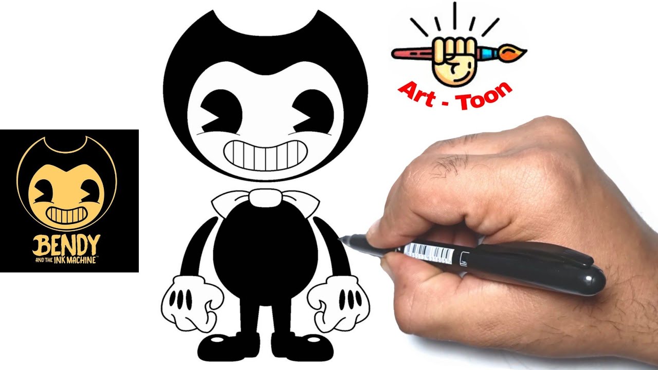 how to draw Bendy from bendy and the ink machine step by step