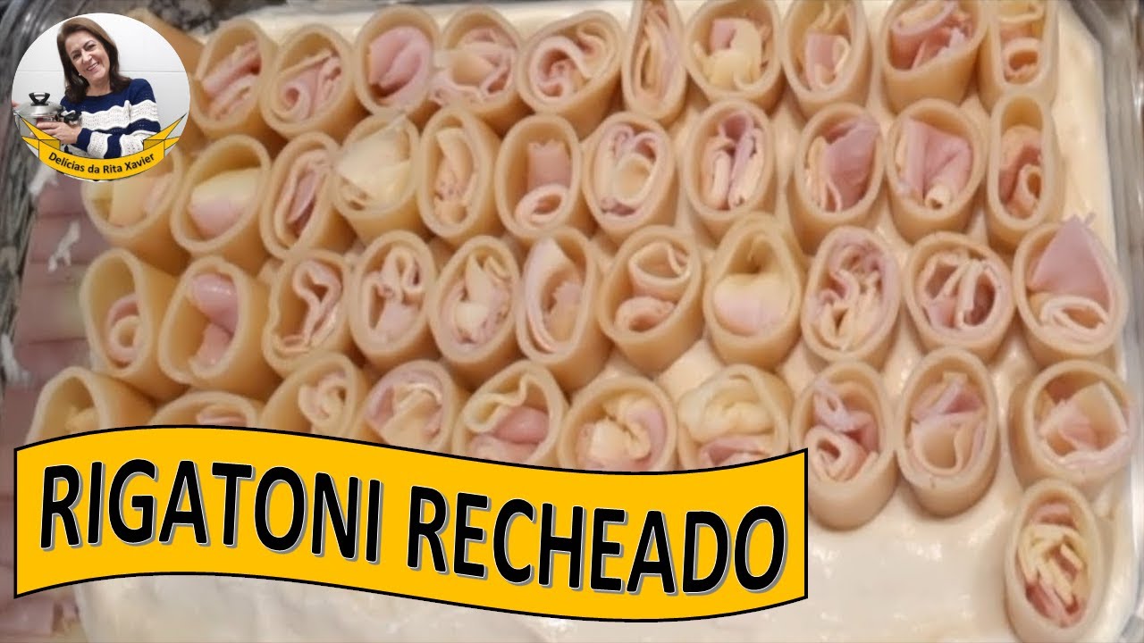 COMO FAZER MACARRÃO RIGATONI RECHEADO COM PRESUNTO E MUSSARELA, DIRETO NO FORNO #macarrãorecheado