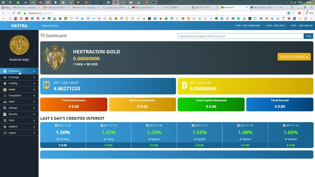 New Hextracoin! How to deposit funds and star a lending contract !