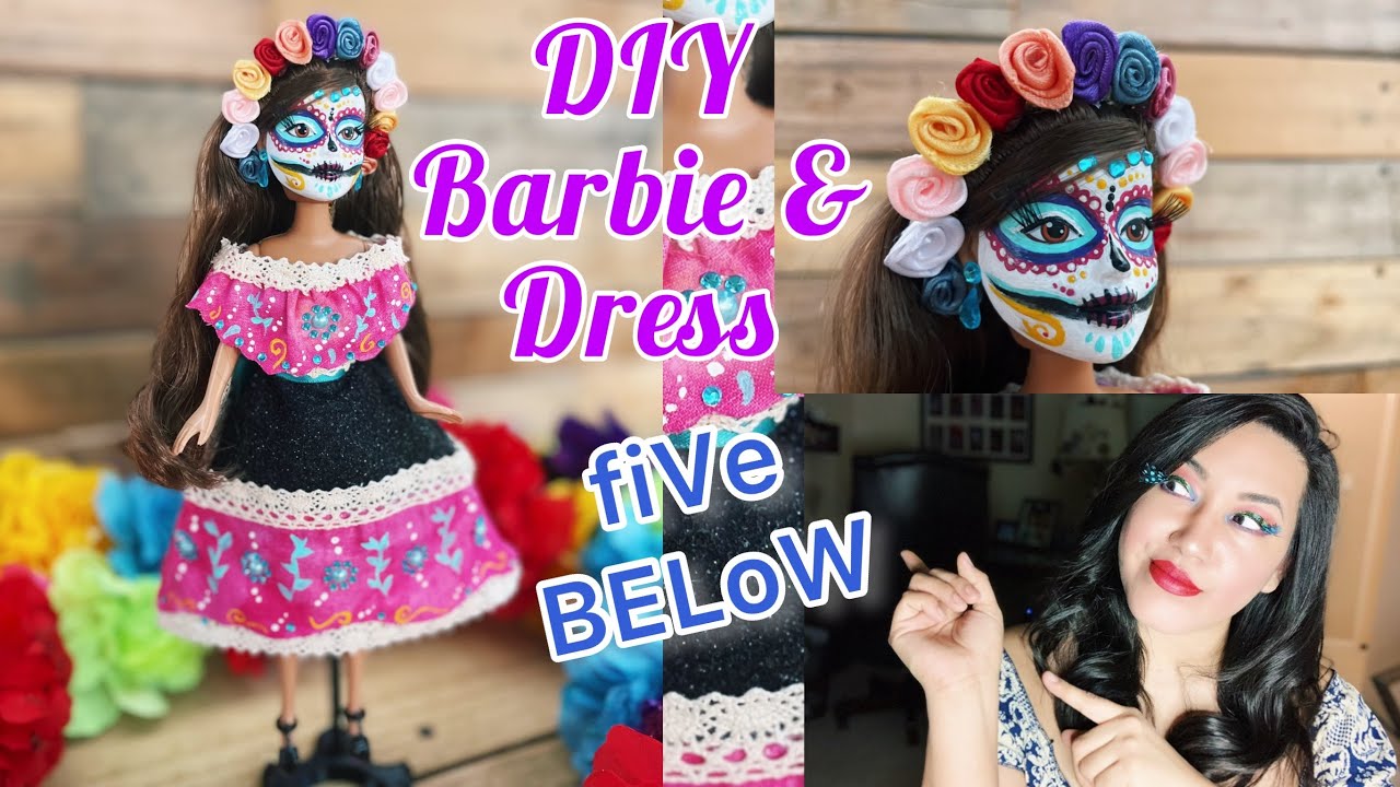 DIY Day of the Dead Barbie - Collab with @TheRustedWillow - FIVE BELOW Barbie Sugar Skull & Dress