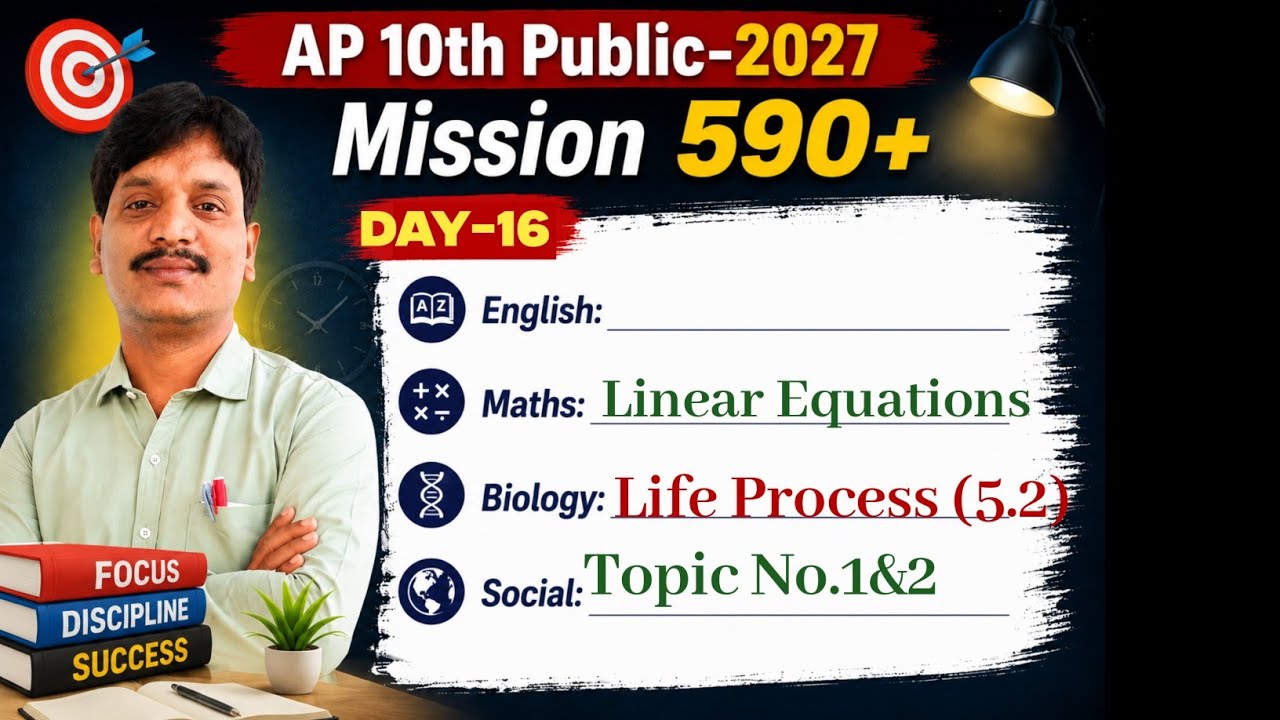 AP 10th Public 2027 | Mission 590+ 🔥 Day-16 Study Plan | Score 590+ Marks | AP 10th10Preparation