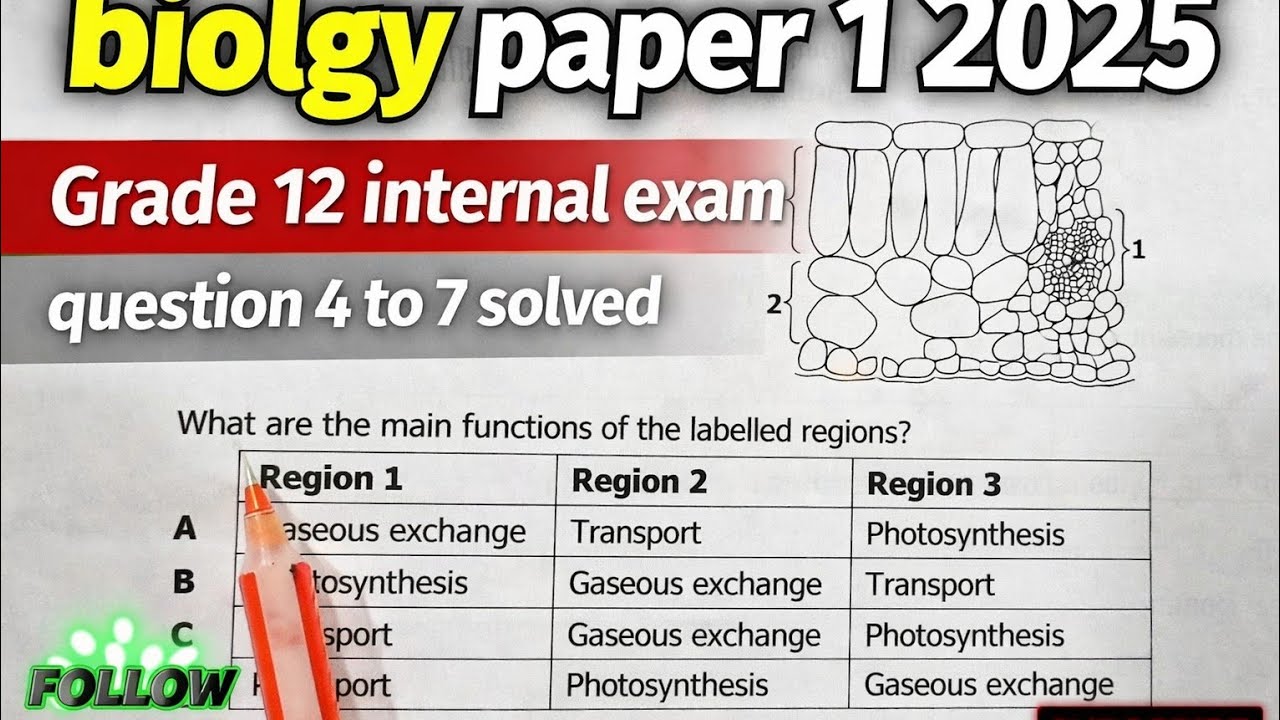 Biology paper 1Grade 12, 2025  question 4 to 7 solved 