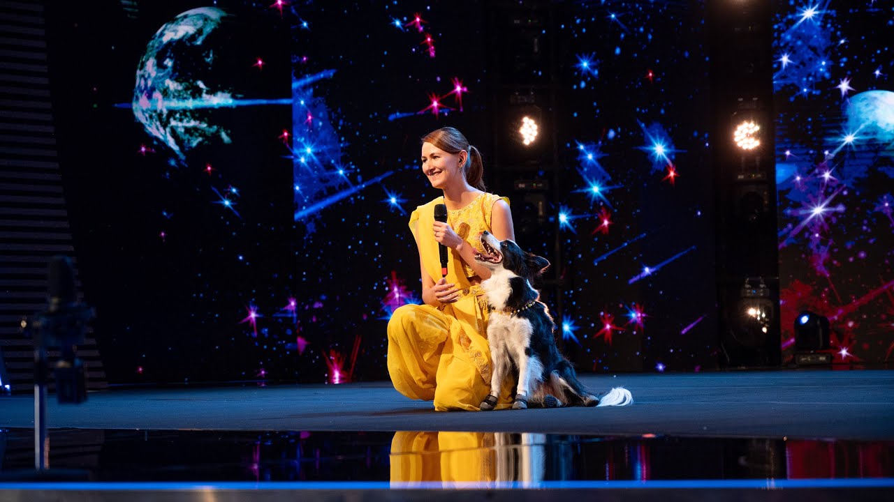 Romania Got Talant show - Anastasiia Beaumont and Salsa. Dog dance performance &ldquo;Jai Ho&rdquo;