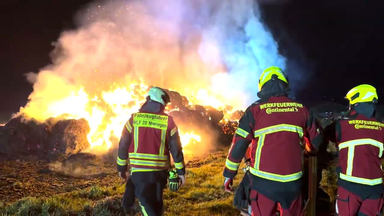 Feuer in Moringen: 200 Strohballen in Flammen