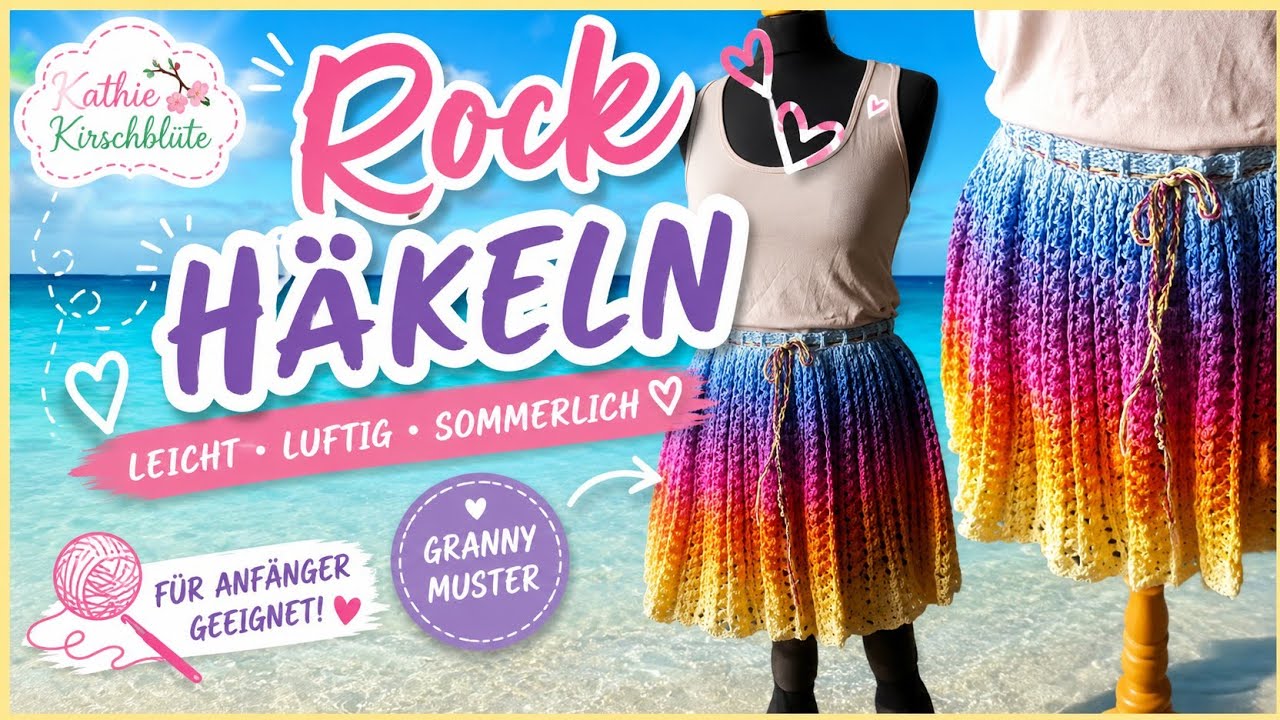 #32 Rock häkeln  / Anleitung / Kathrinchen Kirschblüte / Unikathies Bobbel Tutorial