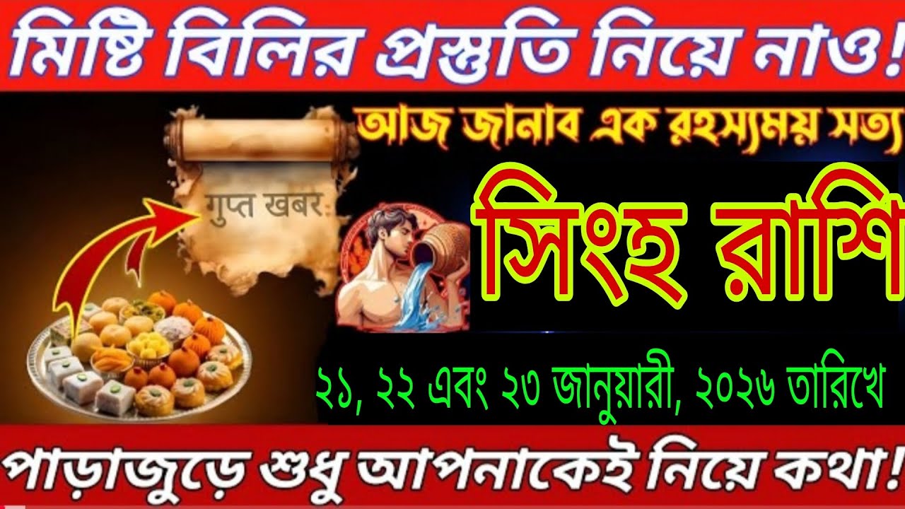মিষ্টি বিলির প্রস্তুতি নাও! সিংহ রাশির বড় সুখবর 😱 | ২১–২৩ জানুয়ারি ২০২৬! #singhrashi #leo #singh