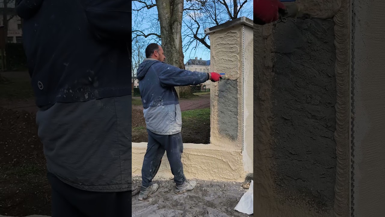 La projection d&rsquo;enduit fa&ccedil;ade et mur ext&eacute;rieur