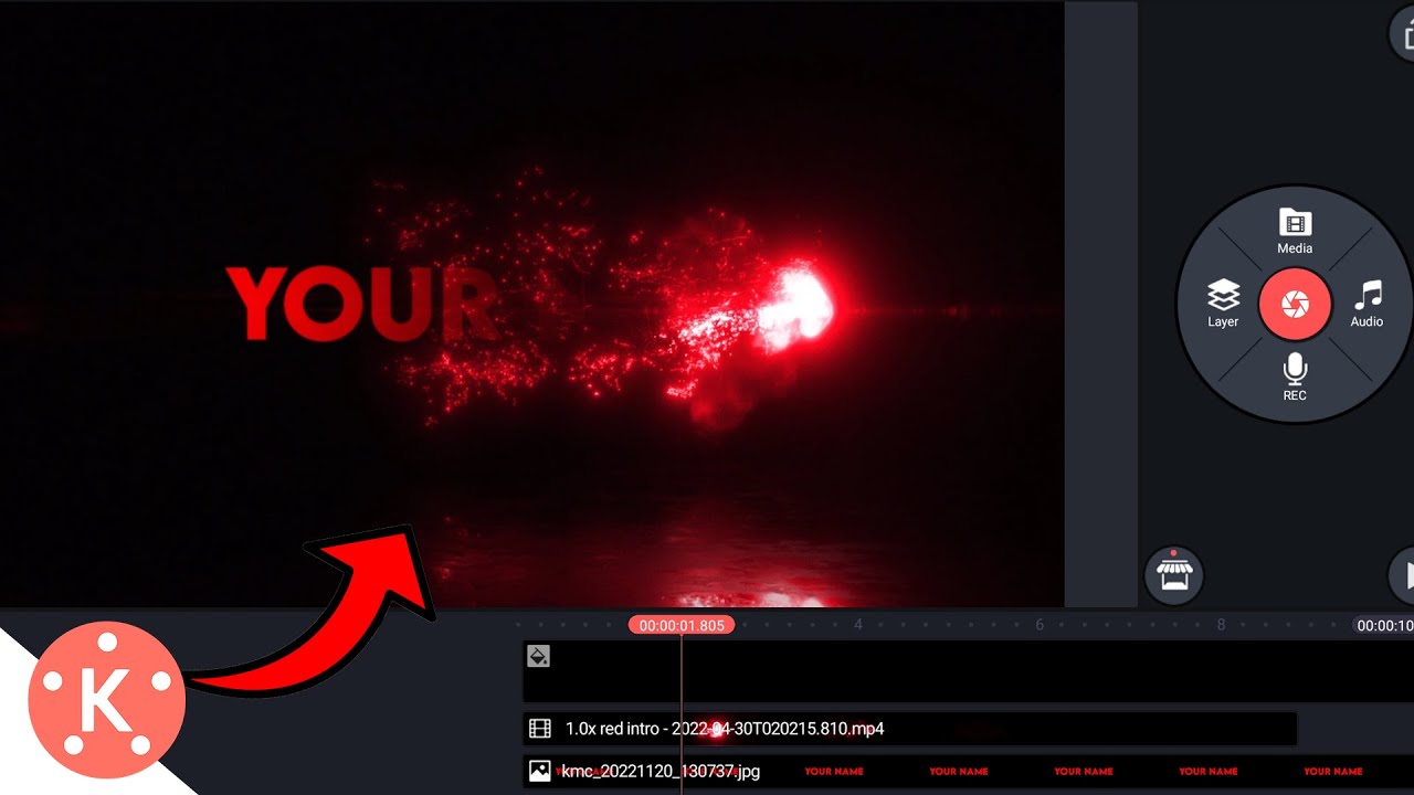 Kinemaster intro || How to Make Red smoke text Reveal Animation intro