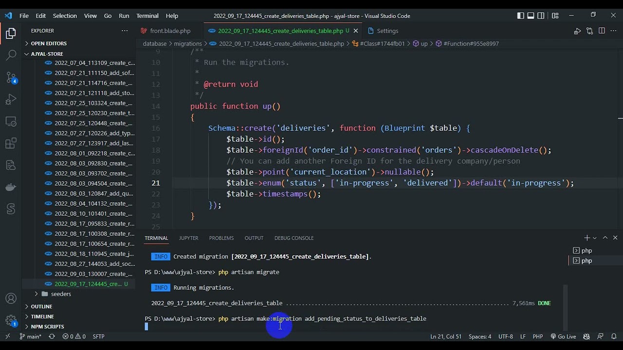 20 - Order Delivery Live Tracking: Database Migration & Location Update API