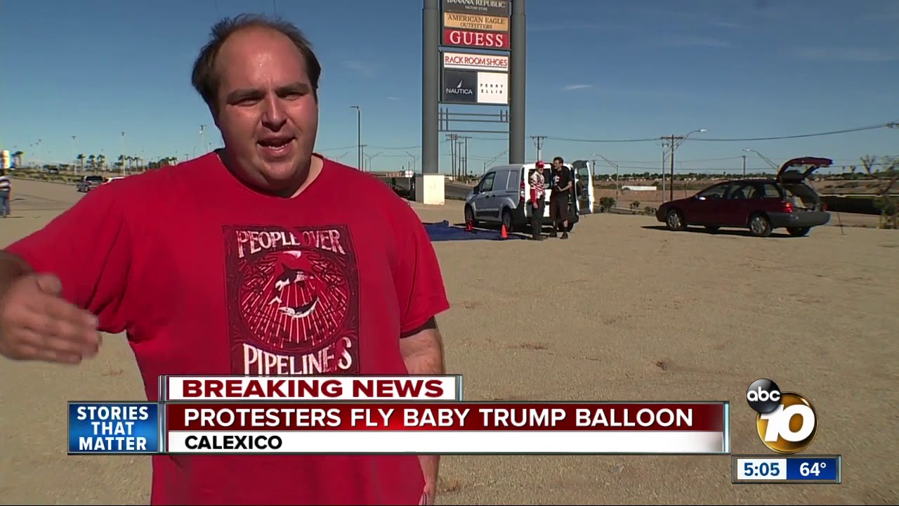 Protesters fly Baby Trump balloon