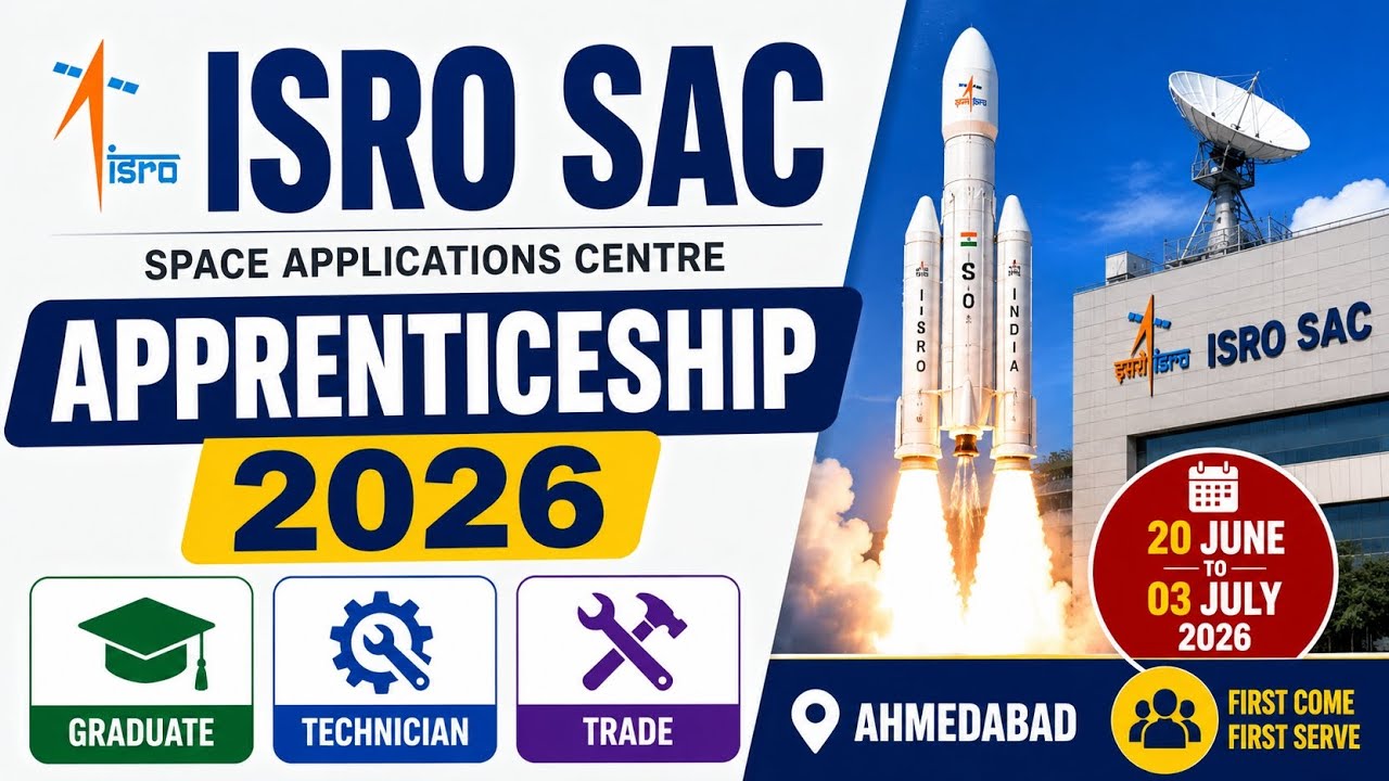 🚀 ISRO SAC Apprenticeship 2026 | Technician, Trade & Graduate Apprentice | Walk-In Opportunity