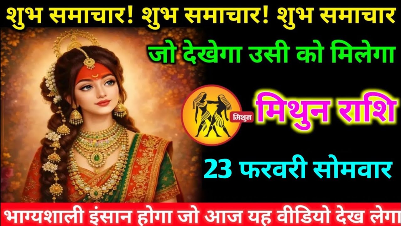 मिथुन राशि वालों 20 फरवरी शुक्रवार अब जीवन का सबसे बड़ा शुभ समाचार मिलेगा#mithun#rashifal 