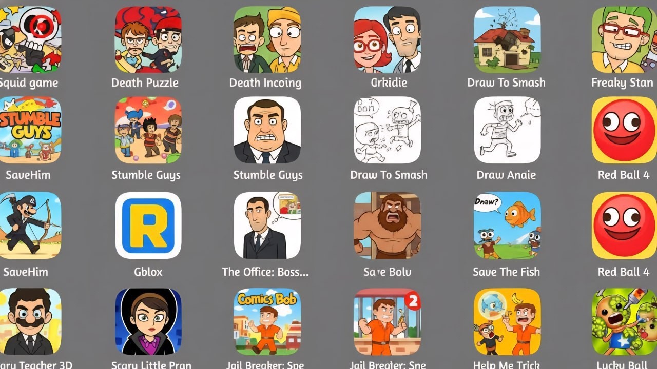 Roblox,Sprunki survival,Bowmasters,Lucky Balls,Subway Surf,Kick The Buddy,Huggy Story,Heros