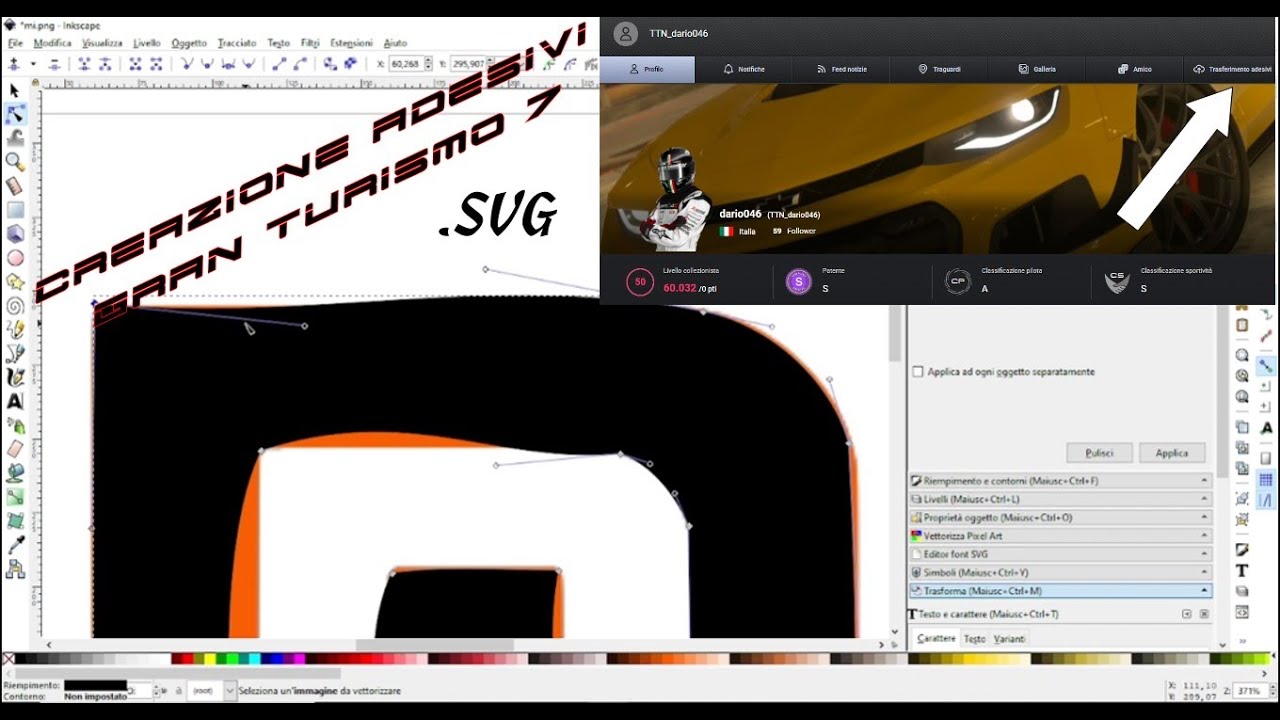 Gran Turismo 7 - creazione adesivi .svg e trasferimento (GT Sport)