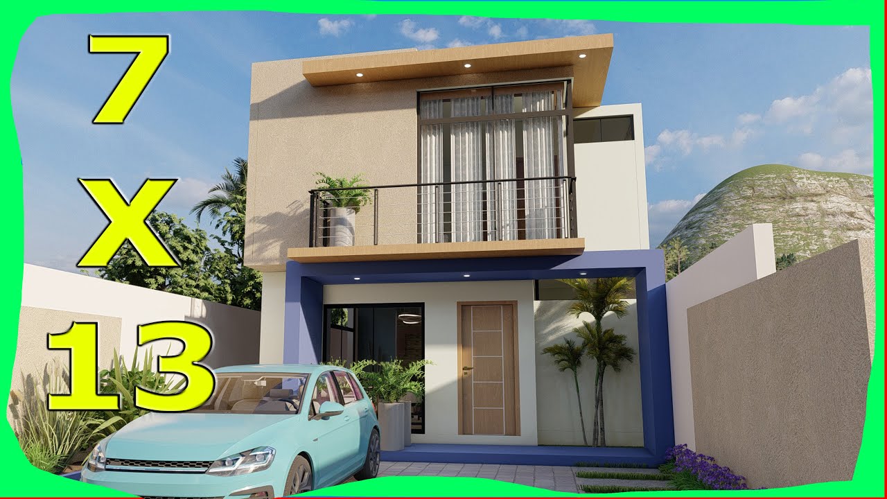 Casa de 7x13 DOS Plantas con 4 RECAMARAS Fachadas de Casas Modernas (Casas 2022)