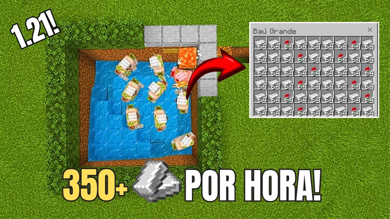 FARM de Ferro F&aacute;cil e Eficiente para Minecraft Bedrock (MCPE/Xbox/PS4/Nintendo Switch/Windows 10)
