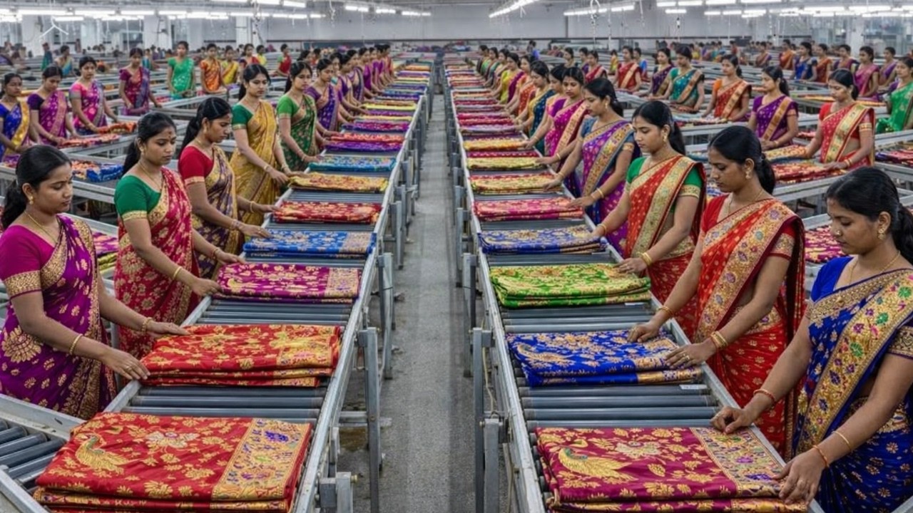 Inside the Paithani Silk Saree Factory How 50,000 Sarees Are Made Every Day