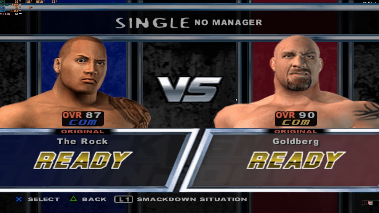 WWE SmackDown! Here Comes the Pain—The Rock VS. Goldberg CPU VS. CPU Full Match 4K 60 FPS