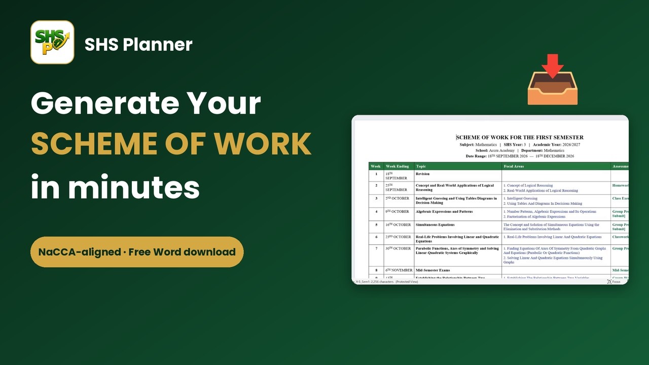 How to Generate a GES/NaCCA-Aligned Scheme of Work in Minutes | SHS Planner Tutorial
