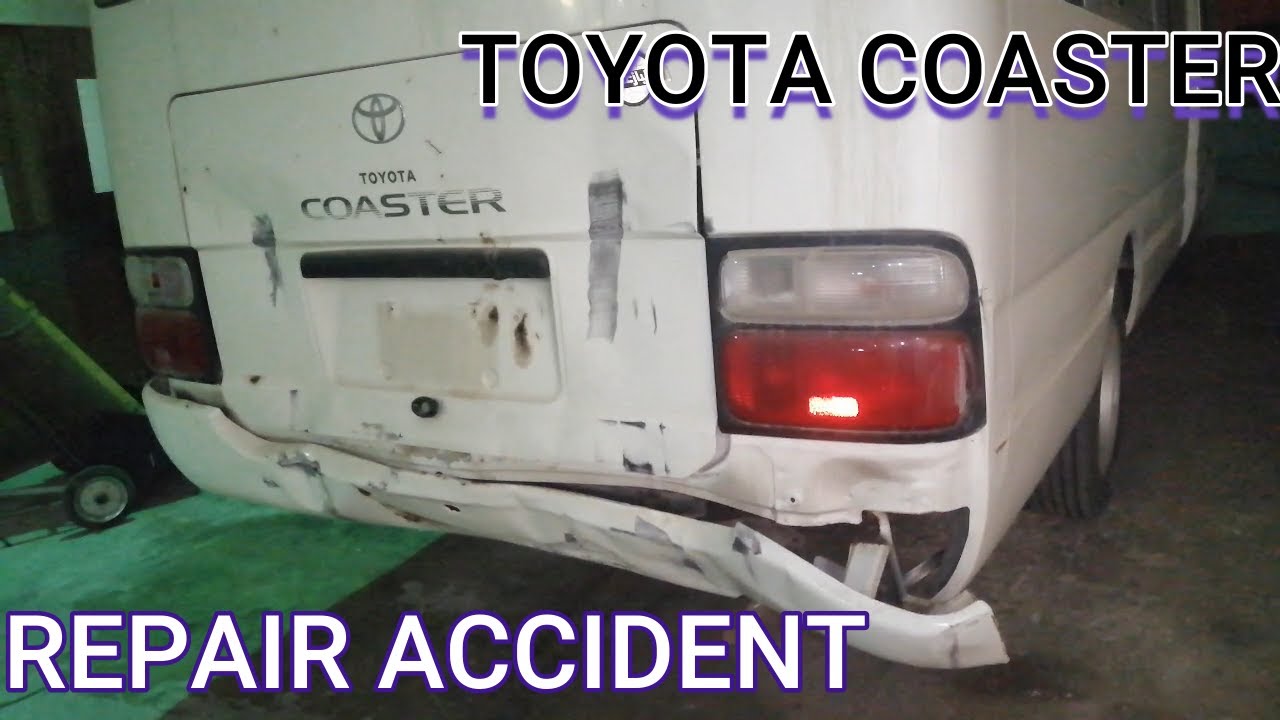 TOYOTA COASTER : REPAIR REAR BUMPER AND LIFT GATE ( Back Door)