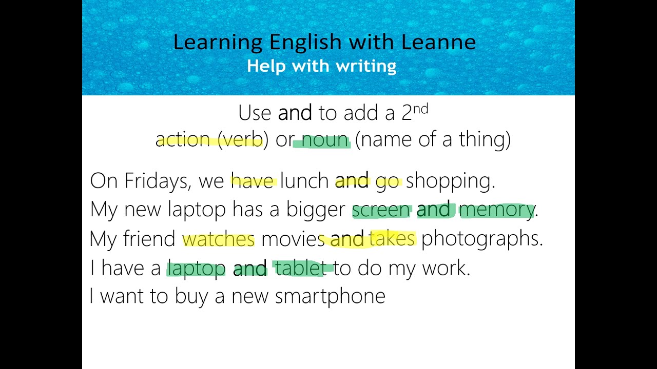 Write sentences in English using and & but 1
