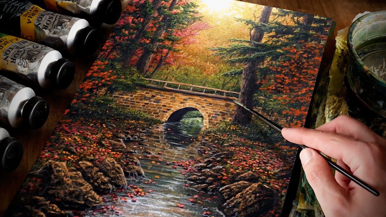 Painting Fall Leaves by the River | Paint with Ryan