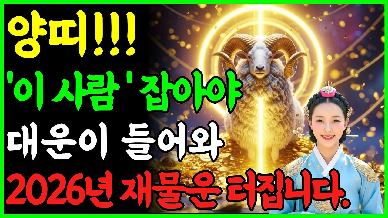 양띠! 이사람 잡아야 대운이들어와 2026년 재물운 터집니다
