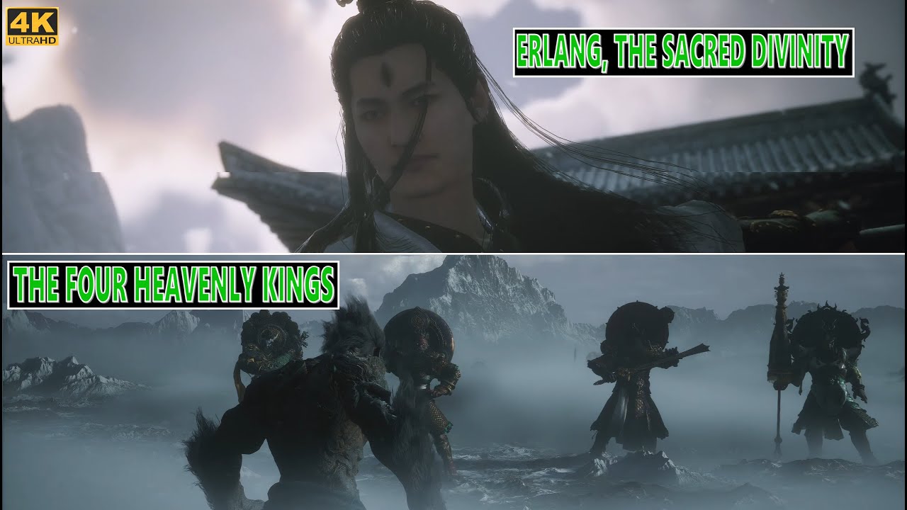 Black Myth Wukong 4k - PS5 PRO - Erlang and the four heavenly kings last true boss fight battle