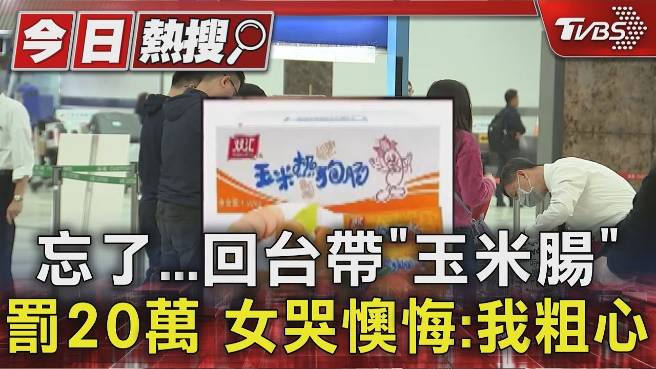 #獨家 忘了...回台帶「玉米腸」罰20萬 女哭懊悔:我粗心｜TVBS新聞 @TVBSNEWS01