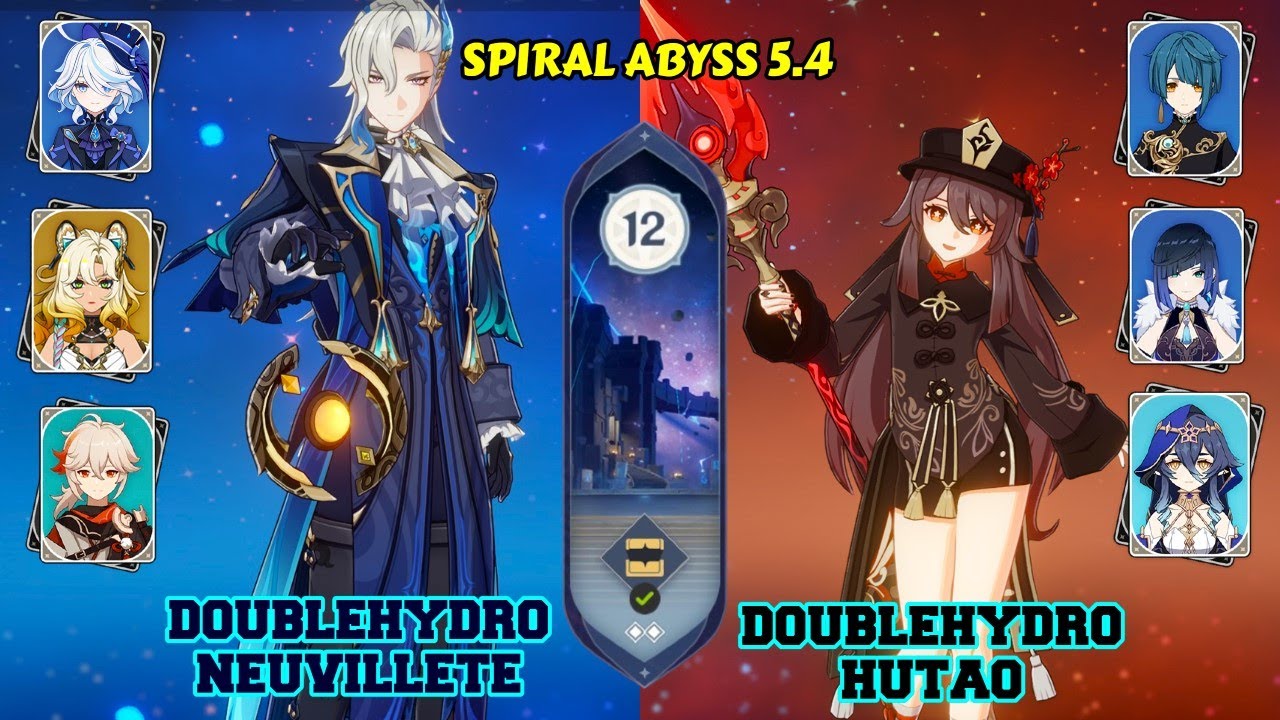 Spiral Abyss 5.4 | C0 DoubleHydro Neuvillette & C1 DoubleHydro Hutao | Genshin Impact