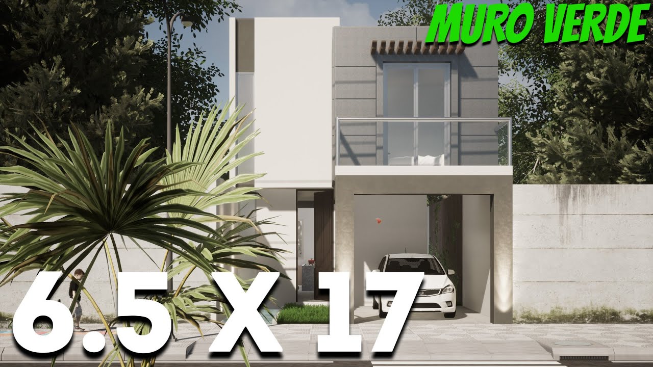 PLANO DE CASA DE 6.5 X 17 METROS ESTILO MODERNO | HOUSE PLANS 6.5 X 17 METERS MODERN STYLE