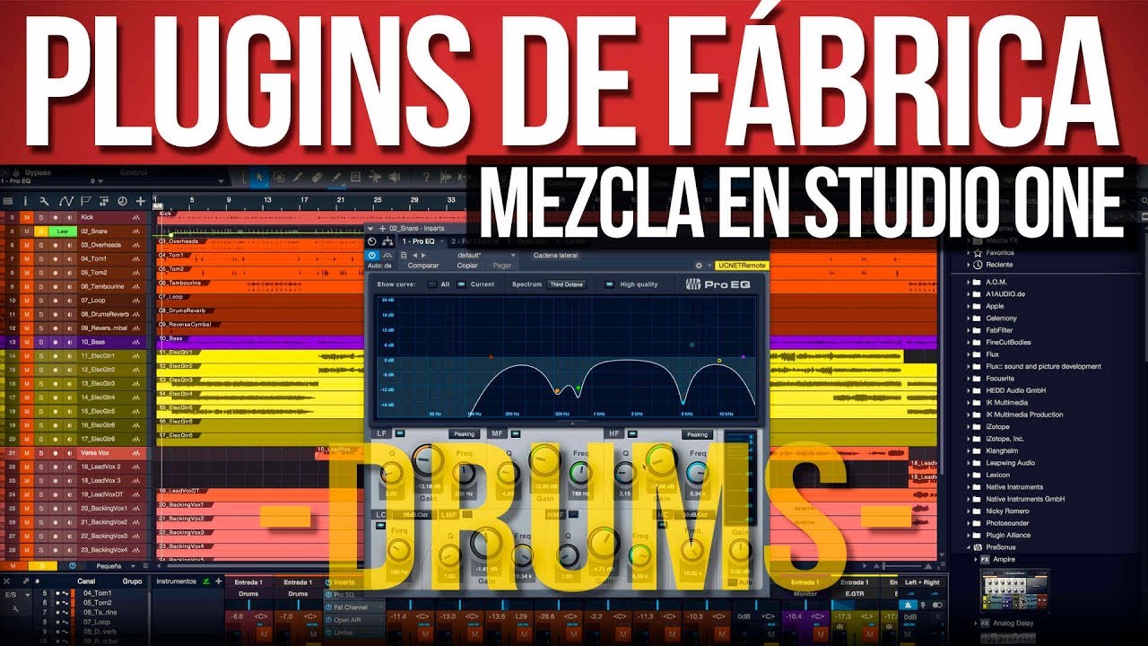 Como mezclar con los plugins de fábrica (Drums) | Studio One