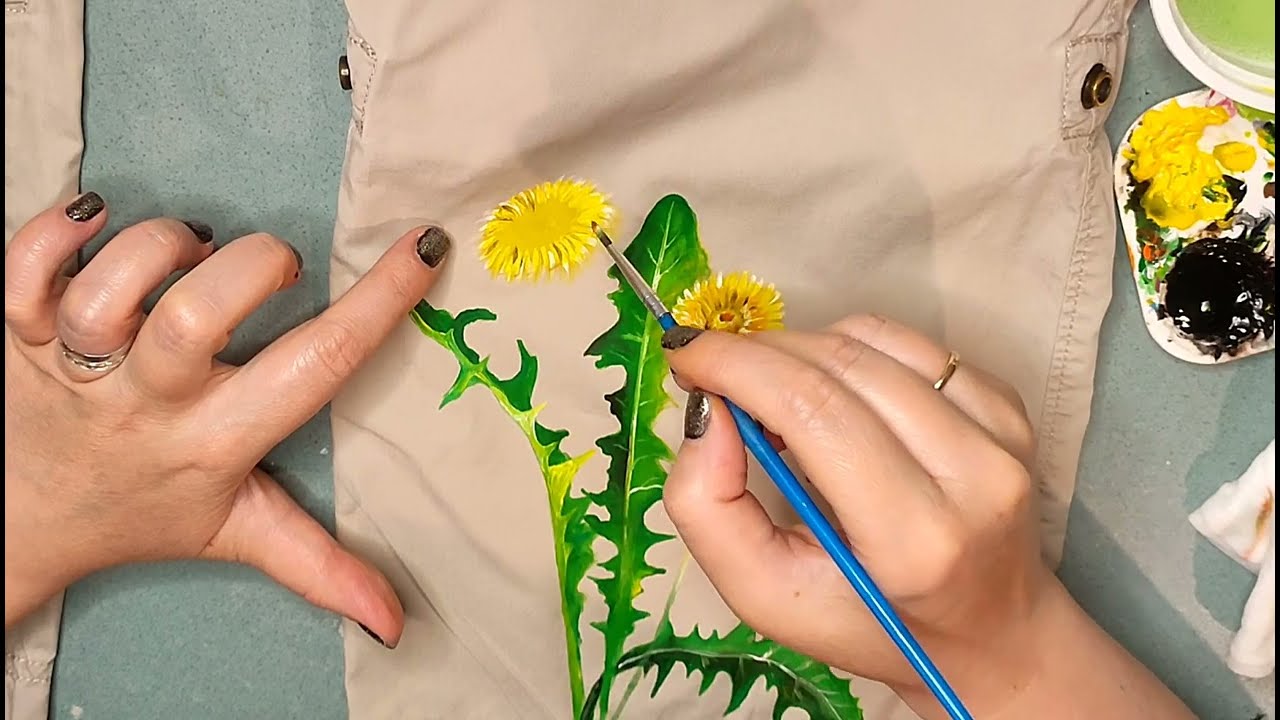 Рисунок одуванчика поэтапно Цветок акрилом 💛 Dandelion drawing in stages.Flower with acrylic paints