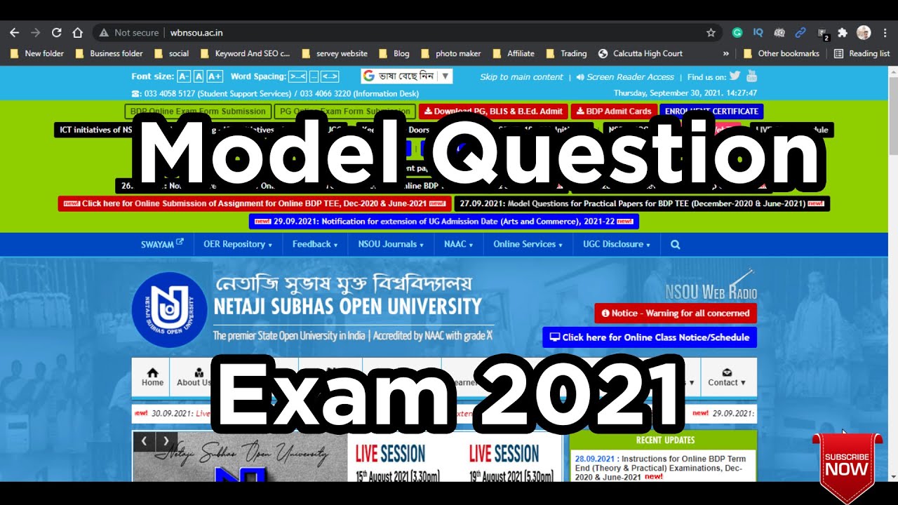 Nsou Exam model question 2021 | Netaji Subhas Open University