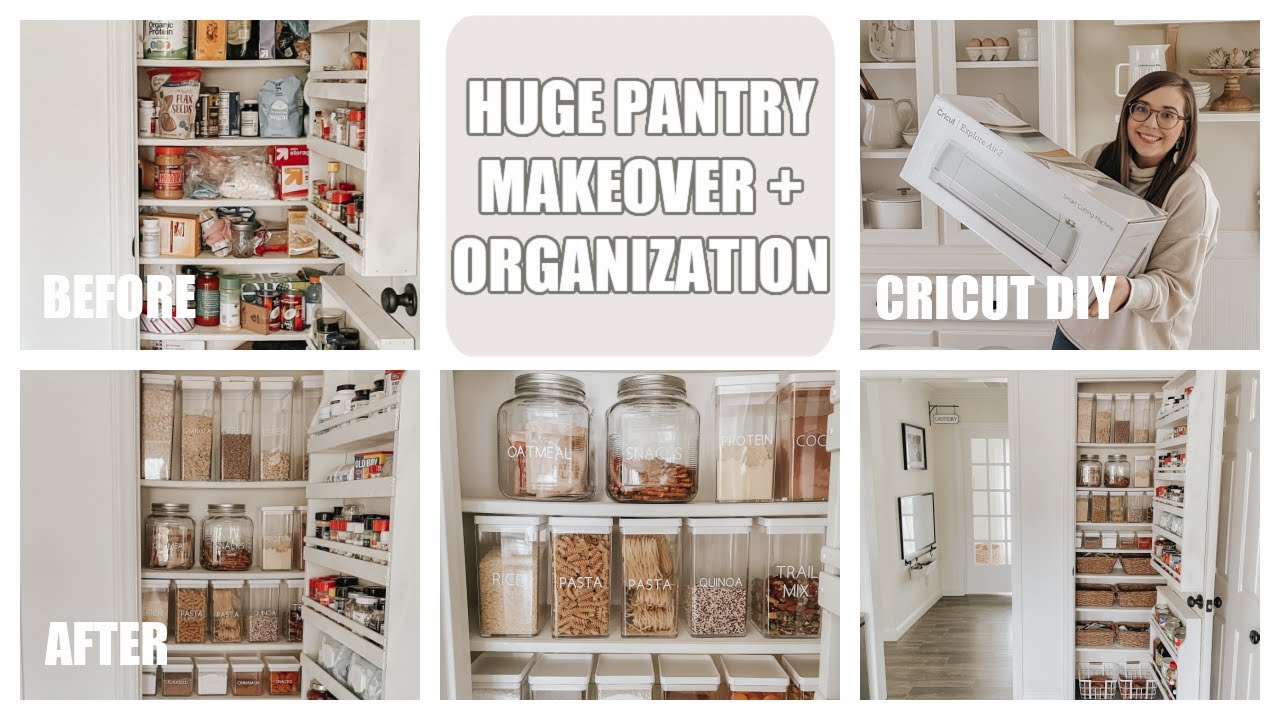 SMALL PANTRY ORGANIZATION IDEAS | PANTRY MAKEOVER | DIY LABELS WITH MY CRICUT | HOUSE + HOLM